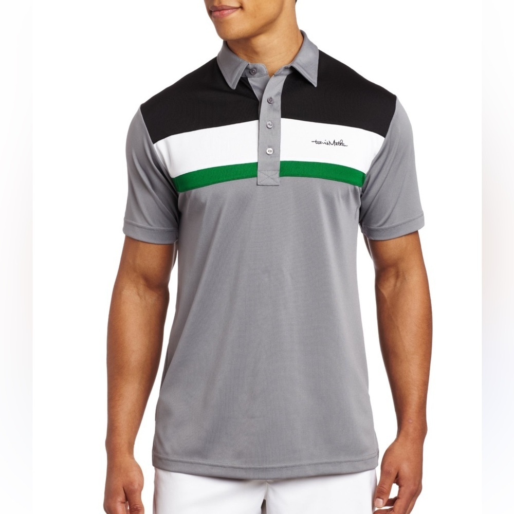 Travis Mathew Men's Gray and Green Polo Shirt